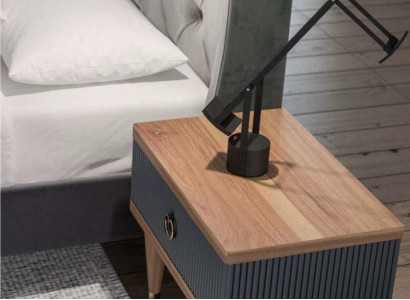 Natural Walnut - Matt Anthracite Nightstand With Drawers Console Tables